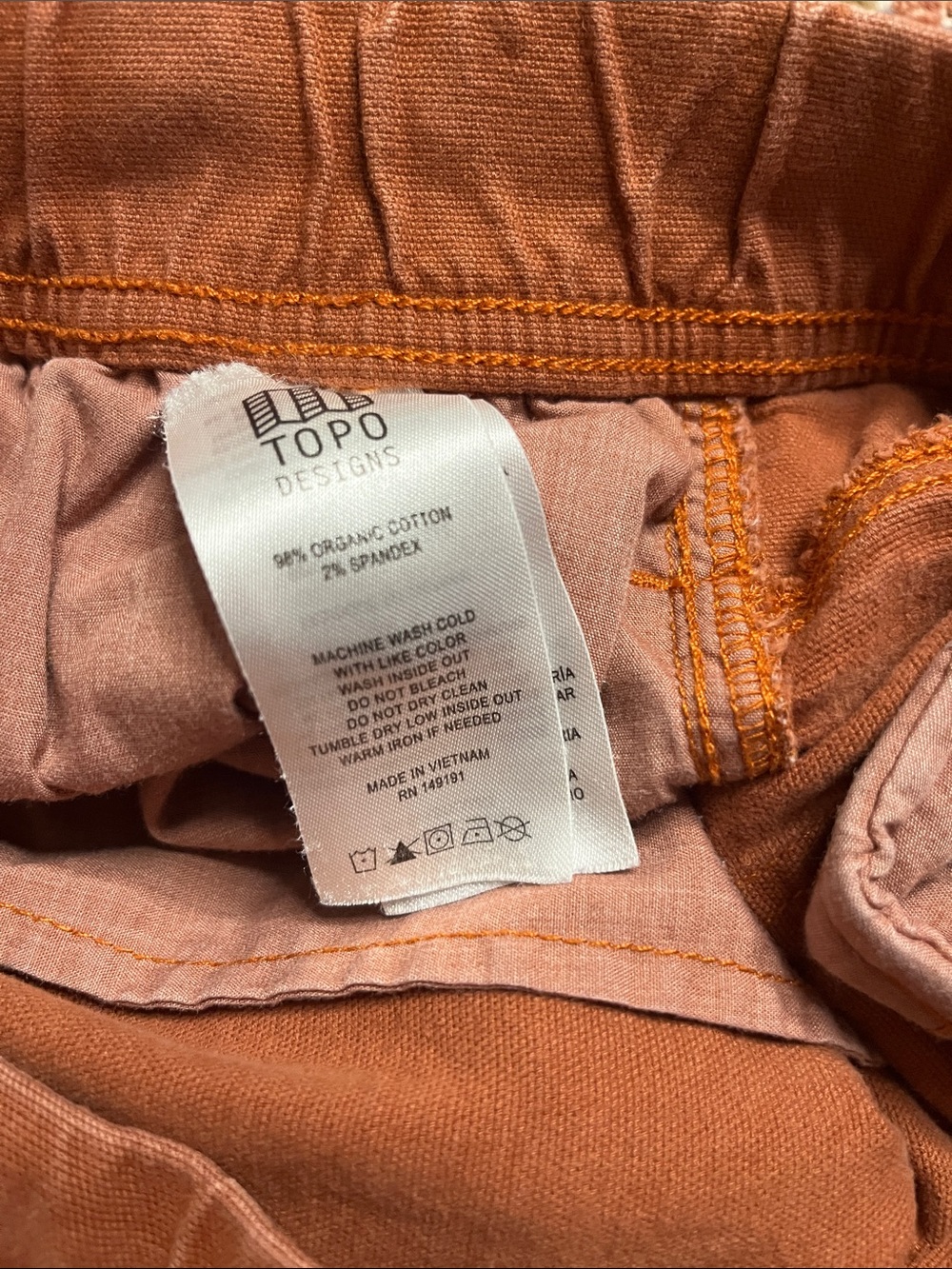 Topo Designs Dirt Pants Burnt Orange Rust Men’s Medium EUC - Picture 6 of 8